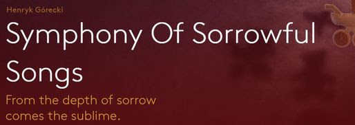 Symphony of sorrowful songs